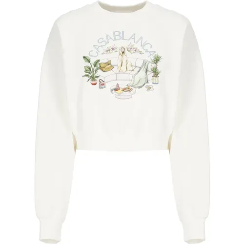 Sweater with Front Print , female, Sizes: XS, M - Casablanca - Modalova