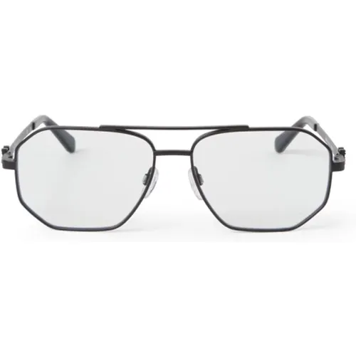 Hexagonal Frame Metal Glasses , unisex, Sizes: 59 MM - Off White - Modalova