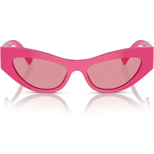 Fuchsia Cat-Eye Sunglasses with Mirrored Lenses , female, Sizes: 52 MM - Dolce & Gabbana - Modalova