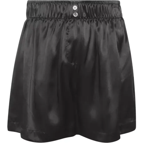 Satin Silk Dark Grey Bermuda Shorts , female, Sizes: M, L - Halfboy - Modalova