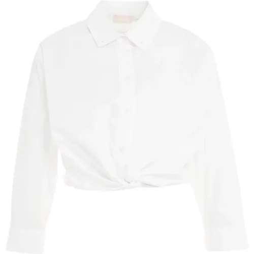 Weiße Bluse mit Knotendetail für modebewusste Frauen , Damen, Größe: 2XS - Liu Jo - Modalova