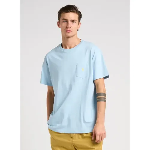 Hellblaues Klassisches T-Shirt , Herren, Größe: M - Ralph Lauren - Modalova