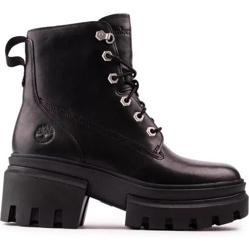 Schwarze Schnürstiefel mit Gummisohle , Damen, Größe: 41 EU - Timberland - Modalova