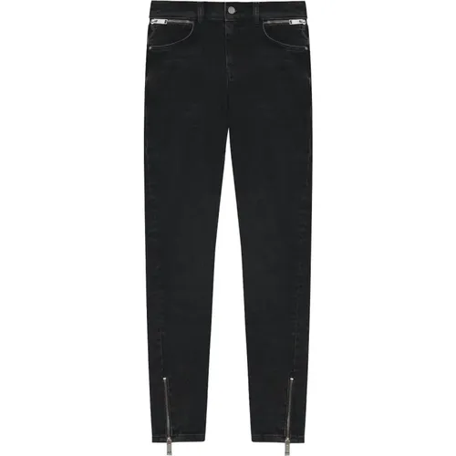 Charcoal Skinny Jeans with Zipper Details , female, Sizes: W29, W28 - Anine Bing - Modalova