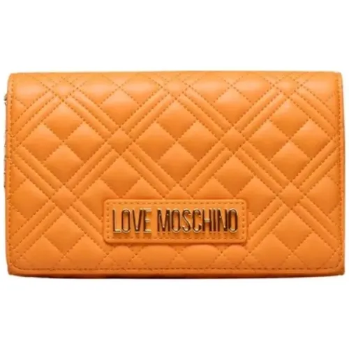 Schultertasche mit Kette und Logo , Damen, Größe: ONE Size - Love Moschino - Modalova