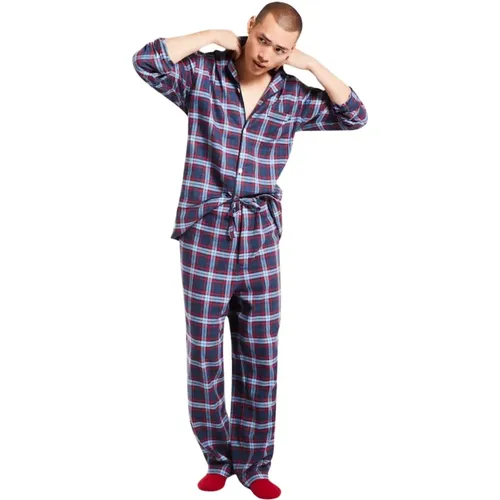 Karierte Flanell Offene Pyjamas , Herren, Größe: M - Brooks Brothers - Modalova
