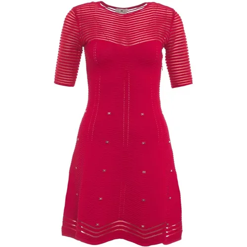 Knit Mini Dress with Studs , female, Sizes: L, M - Elisabetta Franchi - Modalova