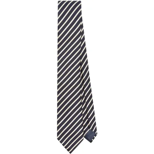 Blau Beige Gewebte Jacquard Krawatte , Herren, Größe: ONE Size - Emporio Armani - Modalova
