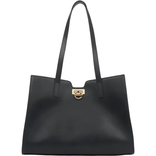 Women`s Leather Shopper Bag with Gold Hardware Er00115797 , female, Sizes: ONE SIZE - Estro - Modalova