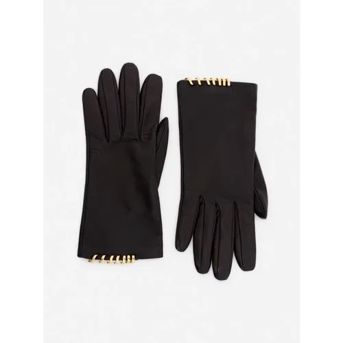 Leather Melody Gloves , female, Sizes: 8 IN, 7 IN - Lanvin - Modalova