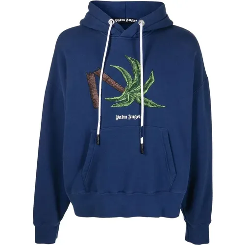 Bestickter Logo Hoodie Sweatshirt - Palm Angels - Modalova
