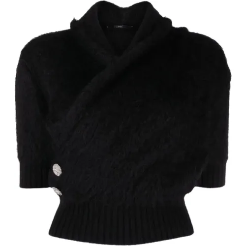Schwarzer Pullover mit Kreuz vorne - Balmain - Modalova
