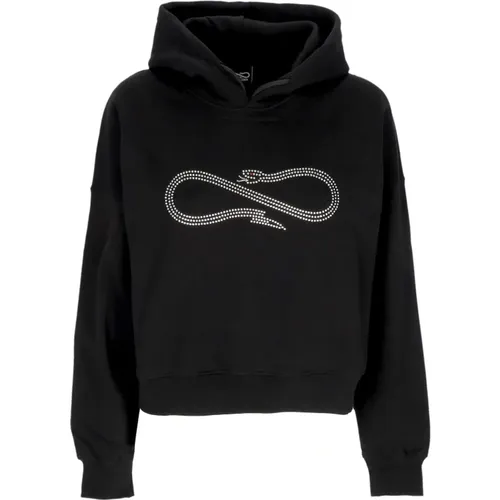 Silver Cropped Hoodie with Rhinestone Logo , male, Sizes: L - Propaganda - Modalova