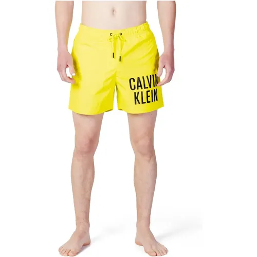 Gelbe Bedruckte Badeshorts mit Schnürung , Herren, Größe: M - Calvin Klein Jeans - Modalova