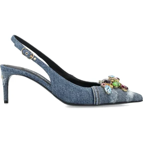 Blaue Patchwork-Gemstone-Slingback-Schuhe - Dolce & Gabbana - Modalova