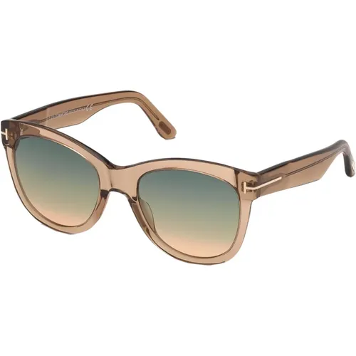 Wallace Sunglasses Shiny Light /Green , female, Sizes: 54 MM - Tom Ford - Modalova