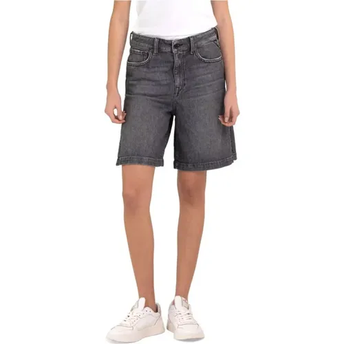 Rose Label Denim Shorts , Damen, Größe: W27 - Replay - Modalova