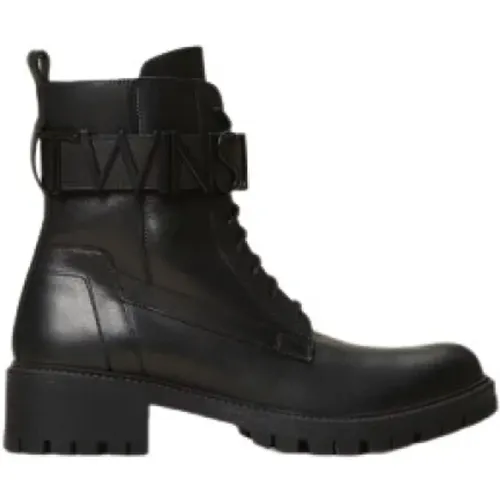 Schwarze Leder Schnürstiefel , Damen, Größe: 40 EU - Twinset - Modalova