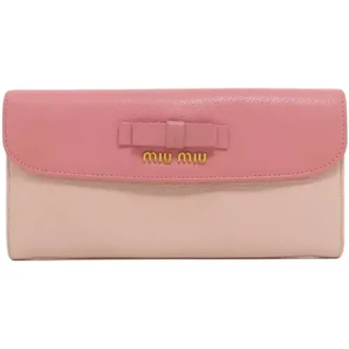 Pre-owned Leather wallets , female, Sizes: ONE SIZE - Miu Miu Pre-owned - Modalova