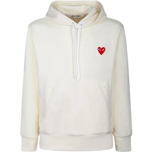 White Heart Appliqué Hoodie Sweater , male, Sizes: M, XL, 2XL, L - Comme des Garçons - Modalova