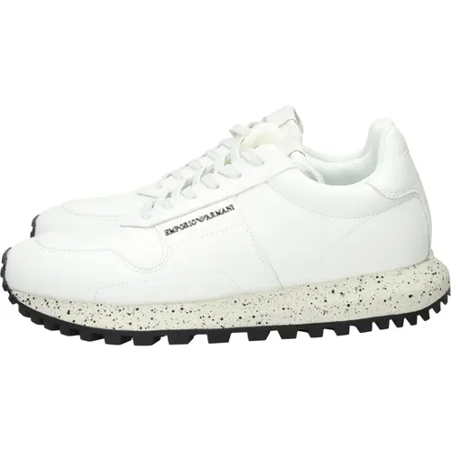 Weiße Sneakers mit Baumwoll-Schnürsenkeln , Herren, Größe: 44 1/2 EU - Emporio Armani - Modalova