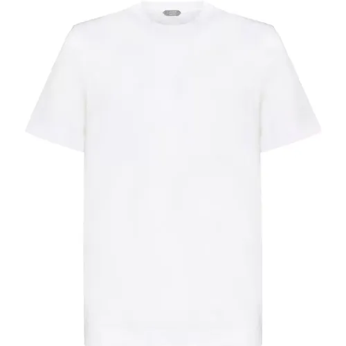 Weißes Baumwoll-T-Shirt Modell Zg380 , Herren, Größe: XL - Zanone - Modalova