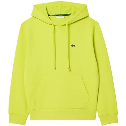 Grüner Kapuzenpullover Doppelseitiges Piqué , Damen, Größe: S - Lacoste - Modalova