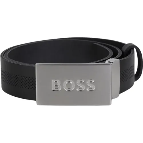 Leather Belt with Micro-Pattern , male, Sizes: 90 CM - Hugo Boss - Modalova