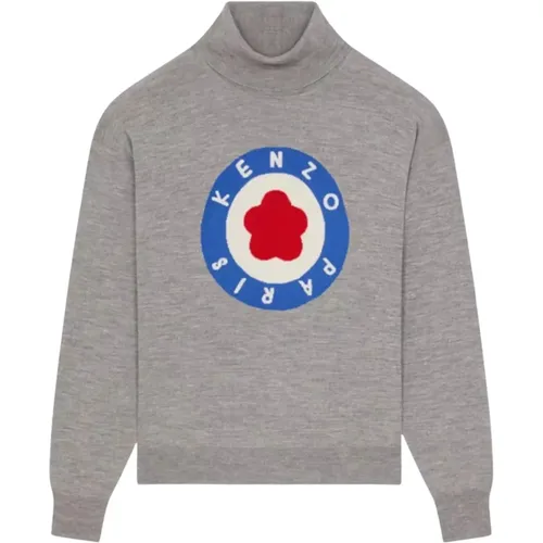 Grauer Wollpullover mit Logo , Herren, Größe: XL - Kenzo - Modalova