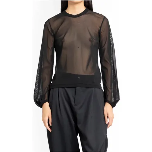 Mesh Long Sleeve Top , female, Sizes: M - Noir Kei Ninomiya - Modalova