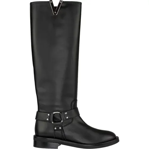 Biker Boots with Silver Buckle , female, Sizes: 8 UK, 7 UK, 4 UK, 5 UK, 4 1/2 UK, 3 1/2 UK, 3 UK, 7 1/2 UK, 6 1/2 UK, 5 1/2 UK, 6 UK - Via Roma 15 - Modalova