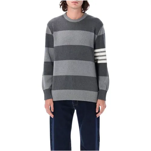 Grauer Tonaler Strick Rugby Rose Pullover - Thom Browne - Modalova