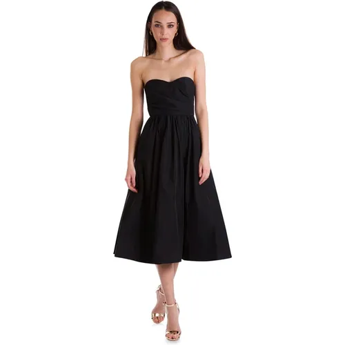 Schwarzes Midi-Kleid mit Herzausschnitt - Marella - Modalova