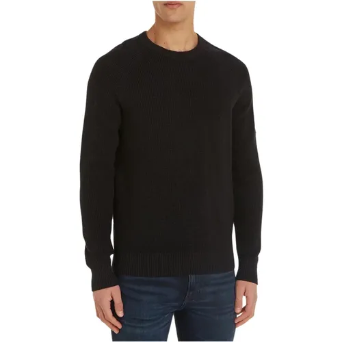 Schwarzer Pullover mit Logo-Patch , Herren, Größe: L - Calvin Klein - Modalova