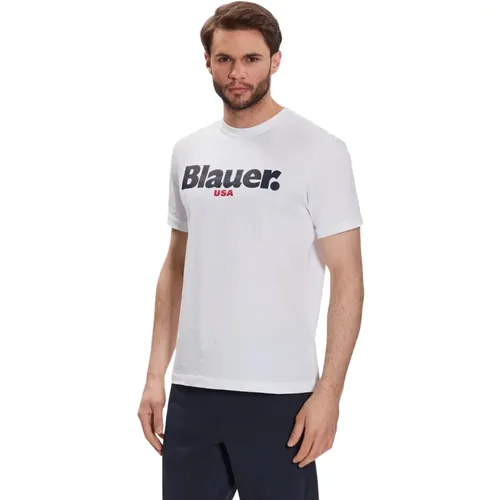 Basis T-Shirt , Herren, Größe: 2XL - Blauer - Modalova