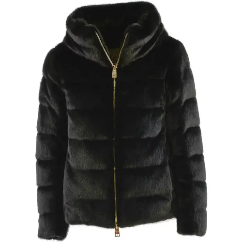 Eco Fur Down Jacket , female, Sizes: M - Herno - Modalova
