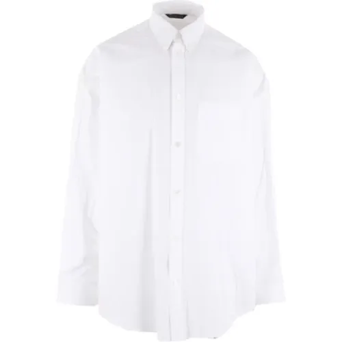 Oversized Cotton Poplin Shirt with Logo Print , male, Sizes: L - Balenciaga - Modalova