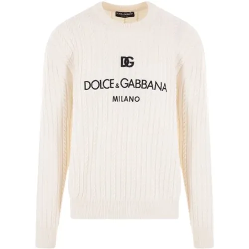 Ivory Woll Logo Pullover - Dolce & Gabbana - Modalova