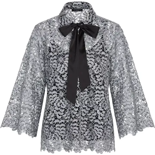 Embroidered Grey Blouse with Bow , female, Sizes: S, XL, L, XS, M - Bruuns Bazaar - Modalova