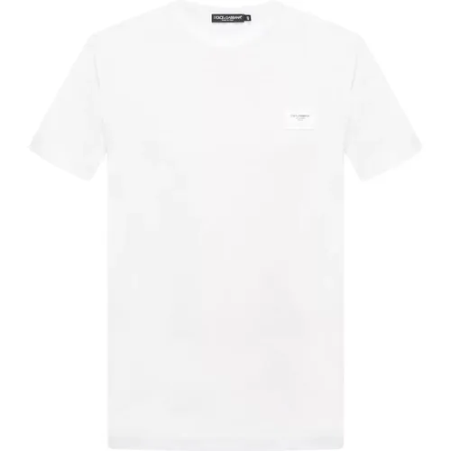 Logo Plaque T-Shirt - Luxusstil , Herren, Größe: L - Dolce & Gabbana - Modalova