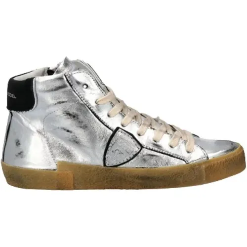 Vintage Pop High Top Sneakers in Silber , Damen, Größe: 40 EU - Philippe Model - Modalova