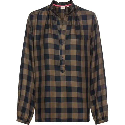 Plaid Viscose Shirt Regular Fit , female, Sizes: L, M, 2XL, XL - camel active - Modalova