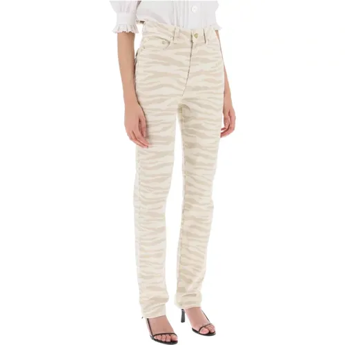 Bedruckte Denim-Jeans mit Zebra-Motiv , Damen, Größe: W27 - Ganni - Modalova