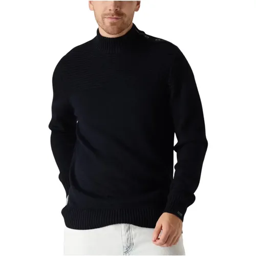 Butcher of , Navy Mock Btn Pullover , Herren, Größe: M - Butcher of Blue - Modalova