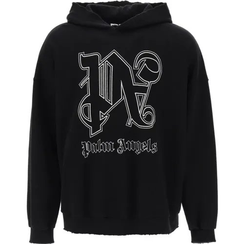 Monogram Statement Hoodie , male, Sizes: M, XL, L, XS, S - Palm Angels - Modalova