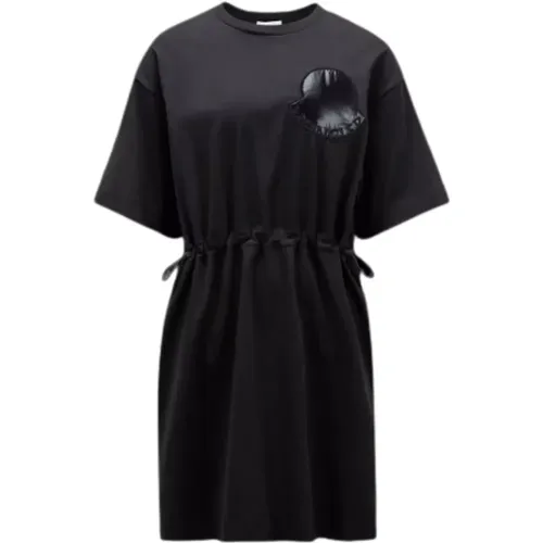 Oversized Schwarzes Baumwoll-T-Shirt Kleid , Damen, Größe: S - Moncler - Modalova