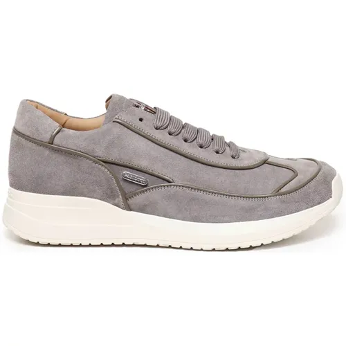 Grey Suede Sneakers with Metallic Logo , male, Sizes: 9 UK, 7 UK, 10 UK, 8 UK, 6 UK, 11 UK - Paciotti - Modalova