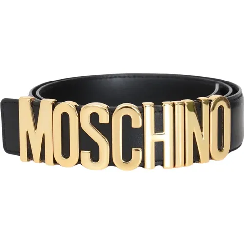 Schwarzer Ledergürtel mit Logoschnalle , unisex, Größe: XL - Moschino - Modalova