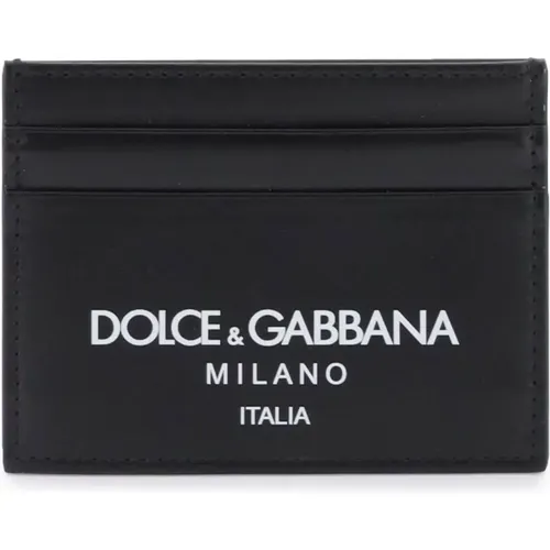 Logo Leder Kartenhalter mit Kontrastdruck , Herren, Größe: ONE Size - Dolce & Gabbana - Modalova
