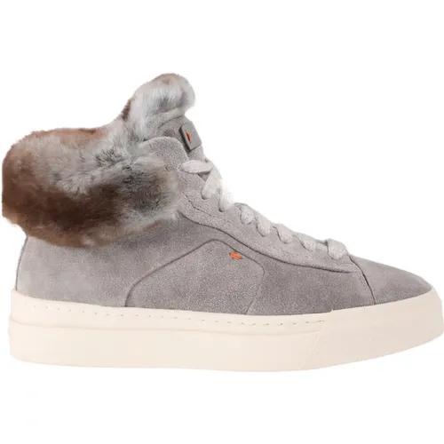 High Top Suede Sneakers , female, Sizes: 7 UK - Santoni - Modalova